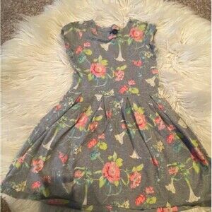 Gap Girls size 8 grey floral dress pleated bottom